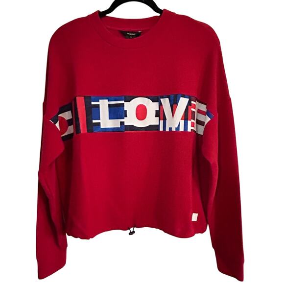 DESIGUAL NWT Sweat Rib Olympia Red Love Top Size US XS - Picture 5 of 12